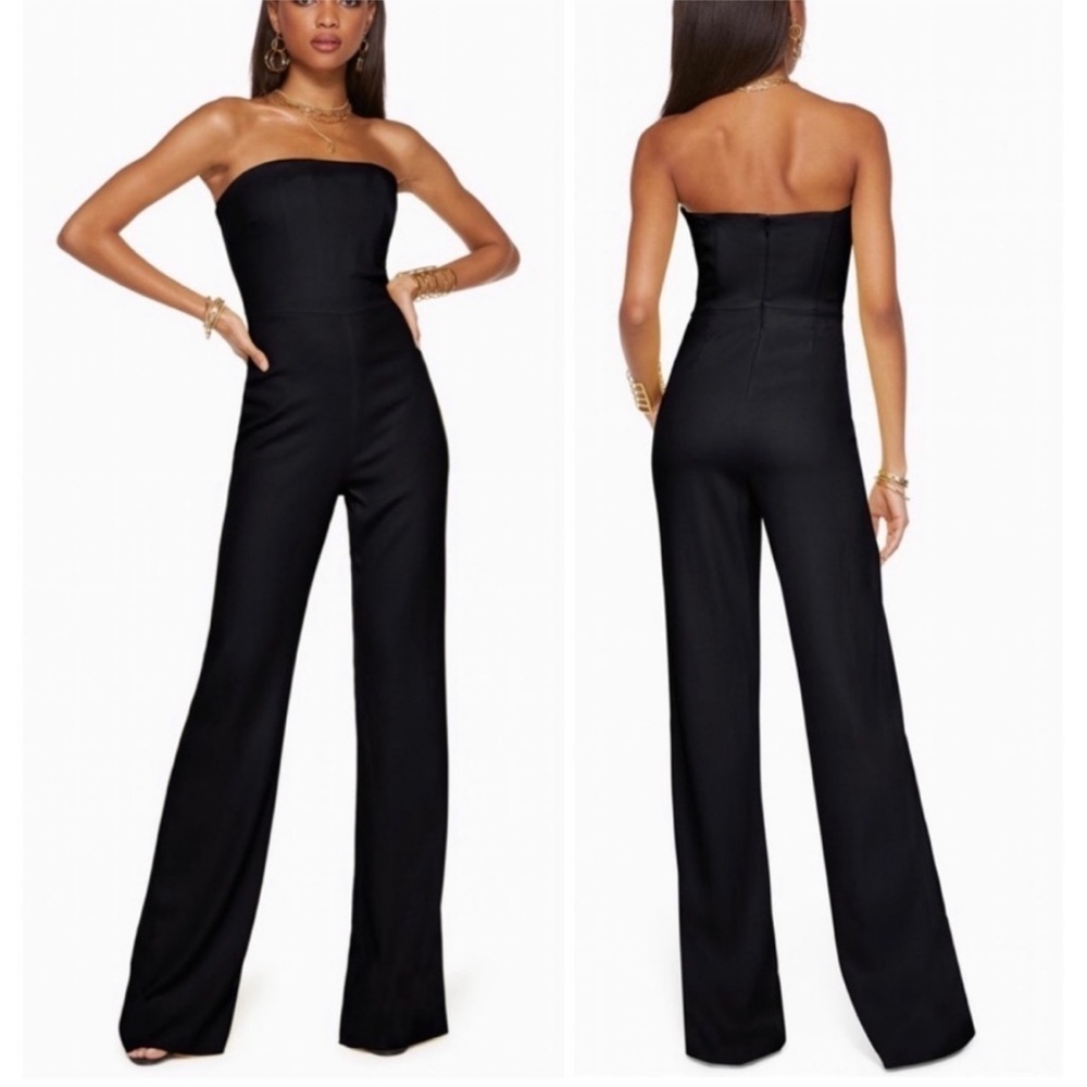 Ramy Brook Vivian Black Wide Leg Strapless Jumpsuit size 4